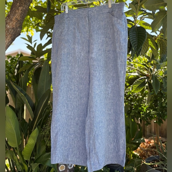 Chico's Women’s Light Blue 100% Linen Wide Leg Pants | Size 16 - Picture 1 of 8